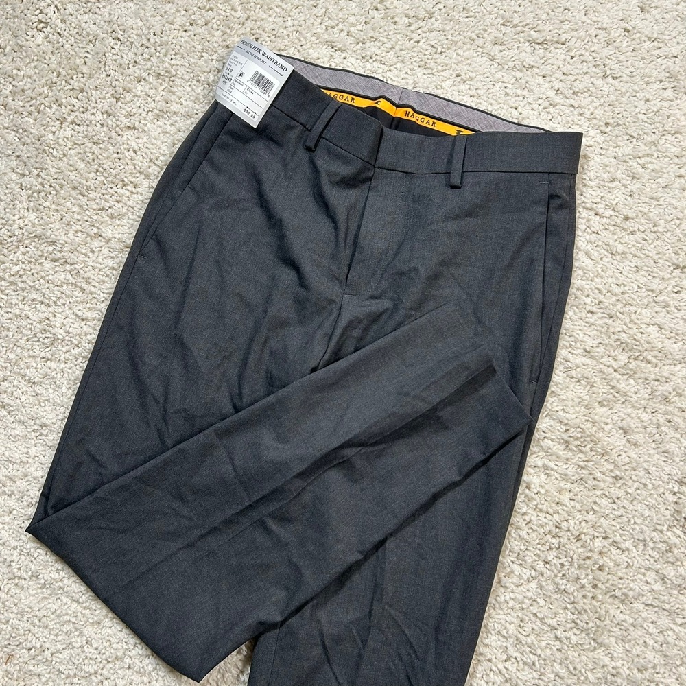 Haggar H26 Suit Pants 29x30 Charcoal Grey Heather Premium Stretch Slim Fit New